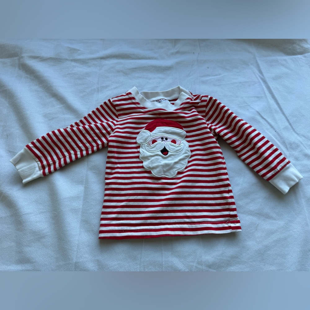 Southern Smocked Company Santa 18 months Red Stripe Top Cotton Christmas Holiday
